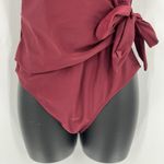 Cupshe  Elegant Dance Solid One Piece Swimsuit Burgundy‎ Red Side Tie Size Medium Photo 4