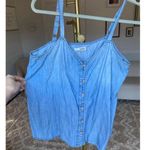 Sonoma  Chambray Button-Front Tank Top Adjustable Straps 100 Cotton Natural Fiber Photo 0