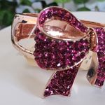 Rose Gold Hinge / Clamper Bracelet Fuschia Pink Crystal Bow Design New Photo 1