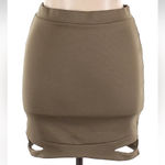 G by Guess  Tan Beige Cut Out Fitted Bodycon Mini Skirt Size XL Photo 1
