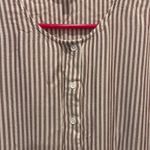 Downeast Women's Brown Striped Peplum Blouse Top Ruffle Short Sleeve Size L Photo 2