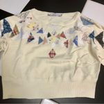 Dannijo NWT Cropped Patchwork Sweater Pastel Cream Butter Boxy Oversized size XS Photo 6