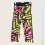 Nike Pro Neon Yellow/Pink Geometric Capri Leggings Photo 1