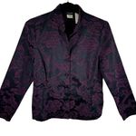 Belongings Purple Black Floral Mock Neck Lightweight Button Up Jacket Size S Photo 0