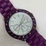 FMD women’s quartz analog purple tone 38mm colorful bezel crystals running Photo 1