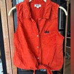Wrangler retro pearl snap tie front button down top western shirt sleeveless Orange Photo 1