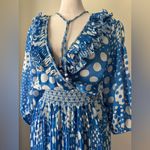 Vintage ‘90s Mosaic Blue & White Polka Dot V Photo 2