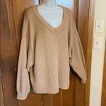Aerie  Big Hug V-Neck Waffle Sweatshirt in a brown/camel/tan  Oversized Small Photo 2
