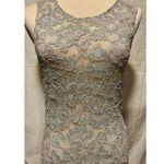 Lew Magram Vintage Silver Stretch Lace Top Cami Scallop Bottom Size M Photo 0