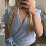 Striped Wrap Top Blue Photo 0