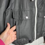 Hurley XL Black Hooded Rain Jacket Full Zip Cargo Pockets Womens Boxy Streetwear Photo 4