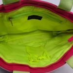 Tianni Beachy Handbag Pink Green Tote Bag Palm Trees Dog Girl On Bike Zip Top Photo 5