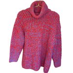 Topshop Red & Purple Chunky Knit Oversized Turtleneck Sweater - Size S Photo 2