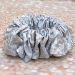 CHUBBY Scrunchie Baby Blue Silver Metallic Floral Thick Scrunchie Hair Tie Hair Accessories Photo 0