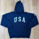 Brandy Melville J Galt USA Oversized Hoodie with Flag in Navy Blue Photo 0