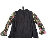 SheIn Women's Plus High Neck Embroidered Long Sleeve Blouse in Black, Size 28/30 Photo 1