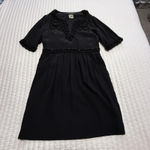 Antik Batik Dress Sz M 40 Short Sleeve 100% Silk Beaded Has Pockets Black Size M Photo 2