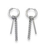 Metal Chain Dangle Drop Earrings for Men Women Punk Hip Hop Unisex Style Silver Photo 0