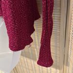 Juicy Couture Deep Red Cropped Vneck Sweater Metallic Collar Ragged Edges Large Photo 13