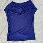 Nic+Zoe Cap Royal Blue Sleeve Drape Neck Shirt Sz Medium Photo 3