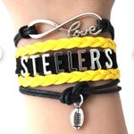 Pittsburgh Steelers Stainless Steel Band & Fashion Wrap Bracelet Silver Photo 5