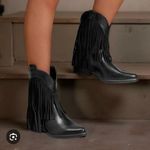 Women's Fringe Boots Western Cowgirl Cowboy Concert Rodeo Size 6 Black Man Made Photo 11