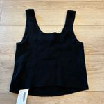 Reformation  Cashmere Black Ribbed Square Neck Cropped Sweater Tank Size XL Photo 6