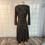 Lands' End Brown Black Abstract Slip On Long Sleeve Business Casual Dress Small Photo 4
