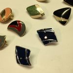 Lot Of 5 Enamel Costume Earrings Vintage Photo 1