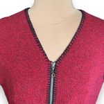 Vintage 90s Coldwater Creek Burgundy Red Wool Knit Sweater Zip Vest Black Trim Size L Photo 1
