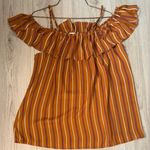 Daytrip  Striped Off-Shoulder Top in Orange brown shirt Photo 0