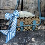 Coach Y2K VTG # 6686 RARE COLOR GLACIER blue/Monogram Canvas SLV crossbody GUC Photo 0