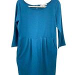 The Vanity Room Knee Length Dress Womens Large Slate Blue 3/4 Sleeve Pockets NEW Photo 0