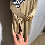 VTG 80s Nautical Dress Gold Buttons Striped Waist Belt Short Sleeve Midi Prep 10 Blue Photo 1