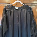 Natori Vintage  Silky Satin Maxi Night Gown Size Small Black Sheer Lace Slevves Photo 1