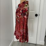 Aratta Silent Journey Red Floral Embellished Button Down Shirt Photo 3