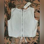 Calvin Klein NWT White Modern Cinch Versatile Blouse Crop Layering Vest Medium Photo 5
