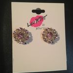 Betsey Johnson Luv Betsey Pink Flower Rhinestone Earrings Photo 0