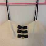 Love Shack Fancy  White Mini Dress with Black Bows Photo 5