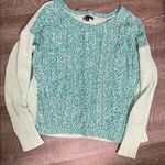 American Eagle  Outfitters Teal and White Knit Sweater Photo 0