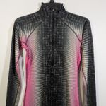 Nike Pro 1/4 Zip Pullover Women’s S Gray Pink Geometric Print Long Sleeve Photo 1