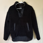 Athleta Cozy Sherpa Snap Jacket Sweatshirt Small Black Photo 0