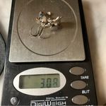 Sterling Silver Plumeria Flower Earrings Dangle Drop 925 CZ Center Photo 4