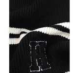 Tommy Hilfiger Black White Striped Knit Scarf With H Logo Photo 1