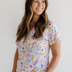 Little Sleepies Womens Bamboo Pajama Top Sz Medium Watercolor Blooms Purple Photo 0
