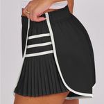 Brown Pleated Athletic Shorts with Black Trim Photo 5