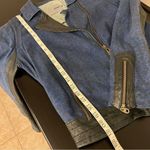 Doma Leather OOAK reworked moto Jacket, blu with animal print and back graphic S Black Photo 12