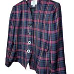 Amanda Smith Petites Vintage 80s 90s Fitted Button Front Plaid Blazer Size 10 Photo 5