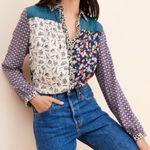 Anthropologie  Maeve Mixed Pattern Button Front Top Size XS Photo 0
