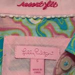 Lilly Pulitzer printed button up shirt blouse size small pink green seahorse Photo 9
